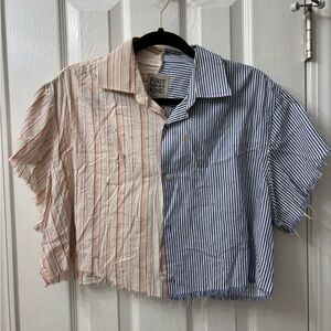 LF Striped Crop Top - Red and Blue